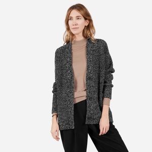 Everlane chunky wool cardigan, black marl, XS